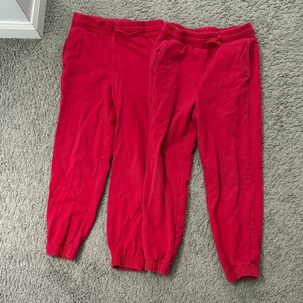 Primary Kids Red Sweatpants - two pairs, size 7